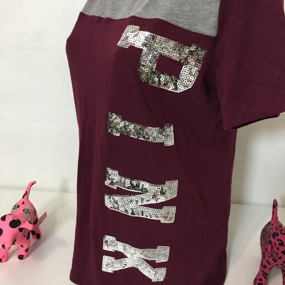 🚫SOLD🚫NEW PINK VS BLING LOGO SHORT SLEEVE SHIRT - Picture 3 of 4